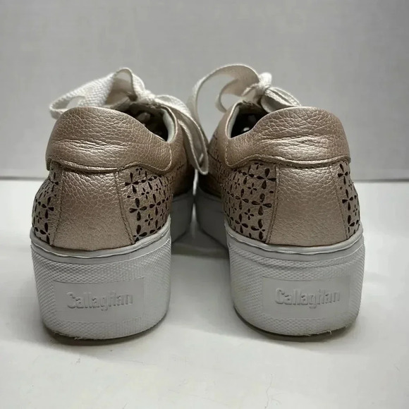 Callaghan Platform Sneakers Lace Up Shoes Laser Cut Floral Rose Gold Size 40 10 - Picture 4 of 10